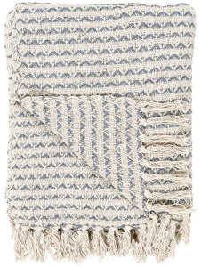 Cream and Blue Pattern Throw