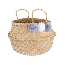 Load image into Gallery viewer, Grey Pom Pom Basket
