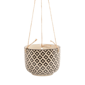 Black and White Monochrome Hanging Planter