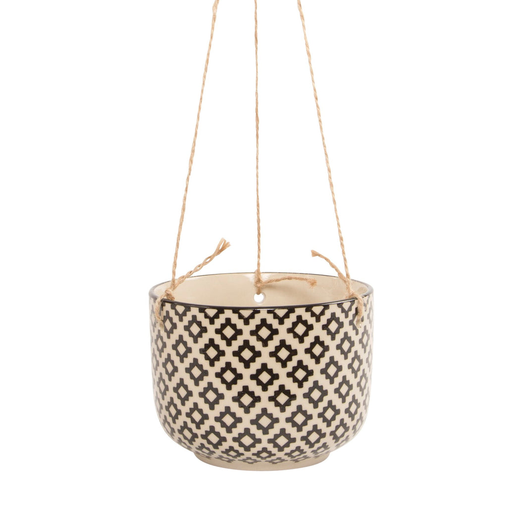 Black and White Monochrome Hanging Planter