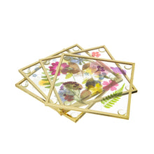 Load image into Gallery viewer, Pressed Flowers Glass Coasters - Set of 4
