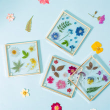 Load image into Gallery viewer, Pressed Flowers Glass Coasters - Set of 4
