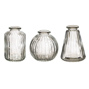 Plain Glass Bud Vases - Set Of Three