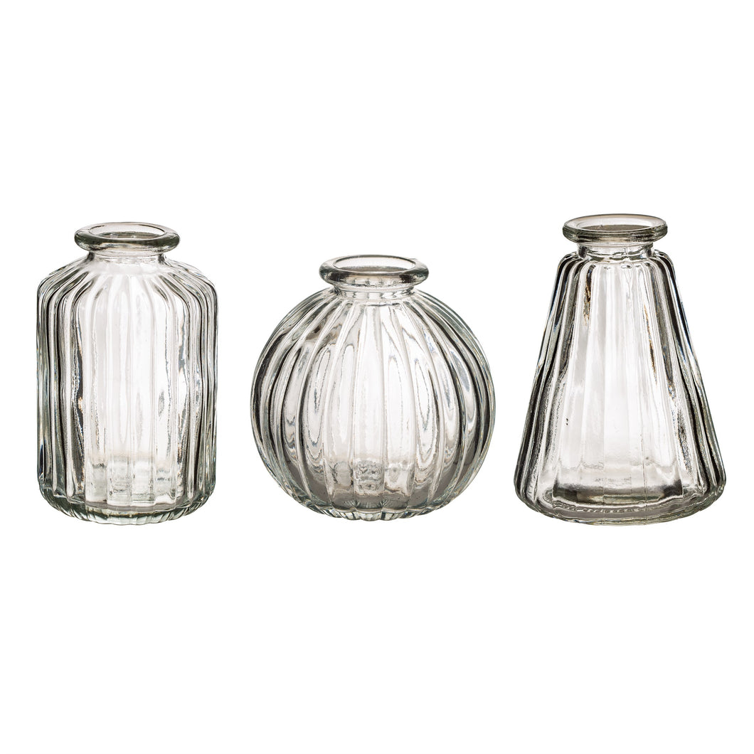 Plain Glass Bud Vases - Set Of Three