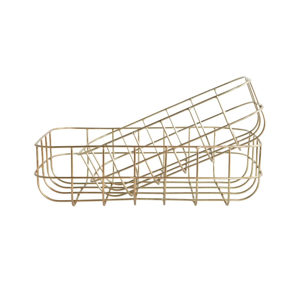 Gold Wire Baskets -  Set of 2