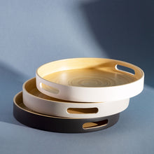 Load image into Gallery viewer, Grey Round Bamboo Tray
