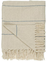 Load image into Gallery viewer, Cream and Blue Striped Throw
