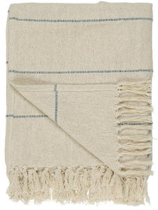 Cream and Blue Striped Throw