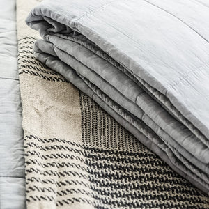 Cream and Blue Check Throw