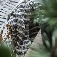 Load image into Gallery viewer, Cream &amp; Dark Grey Stripe Throw
