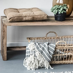 Cream & Dark Grey Stripe Throw