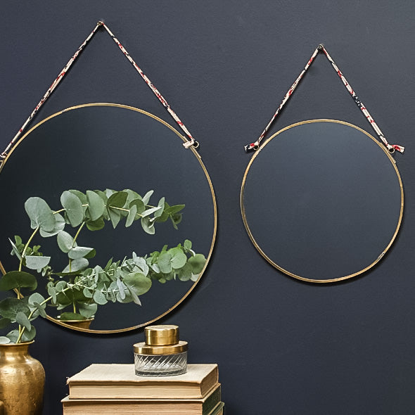 Circle Hanging Mirror - Antique Brass
