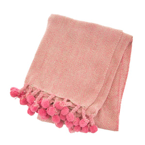Pink Herringbone Blanket Throw