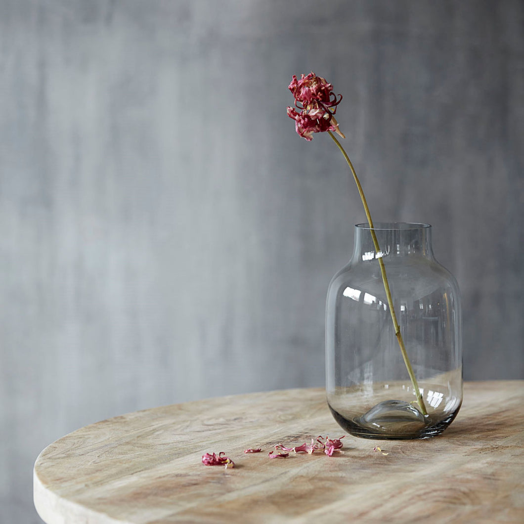 Large Shaped Clear Glass Smoke Vase