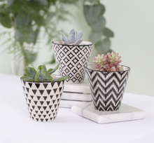 Load image into Gallery viewer, Mini Black Geo Planter Set
