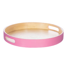 Load image into Gallery viewer, Pink Round Bamboo Tray
