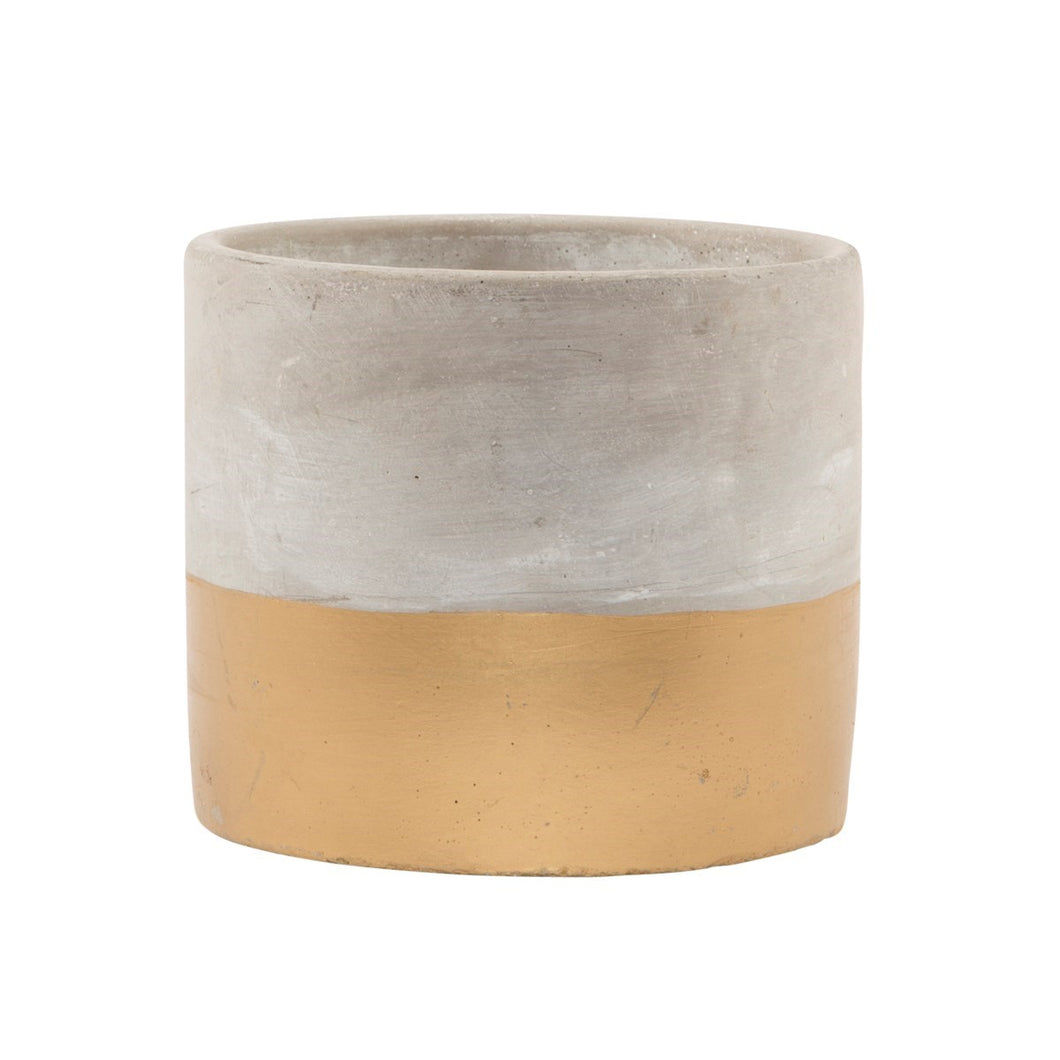 Gold Dip Cement Planter - Medium