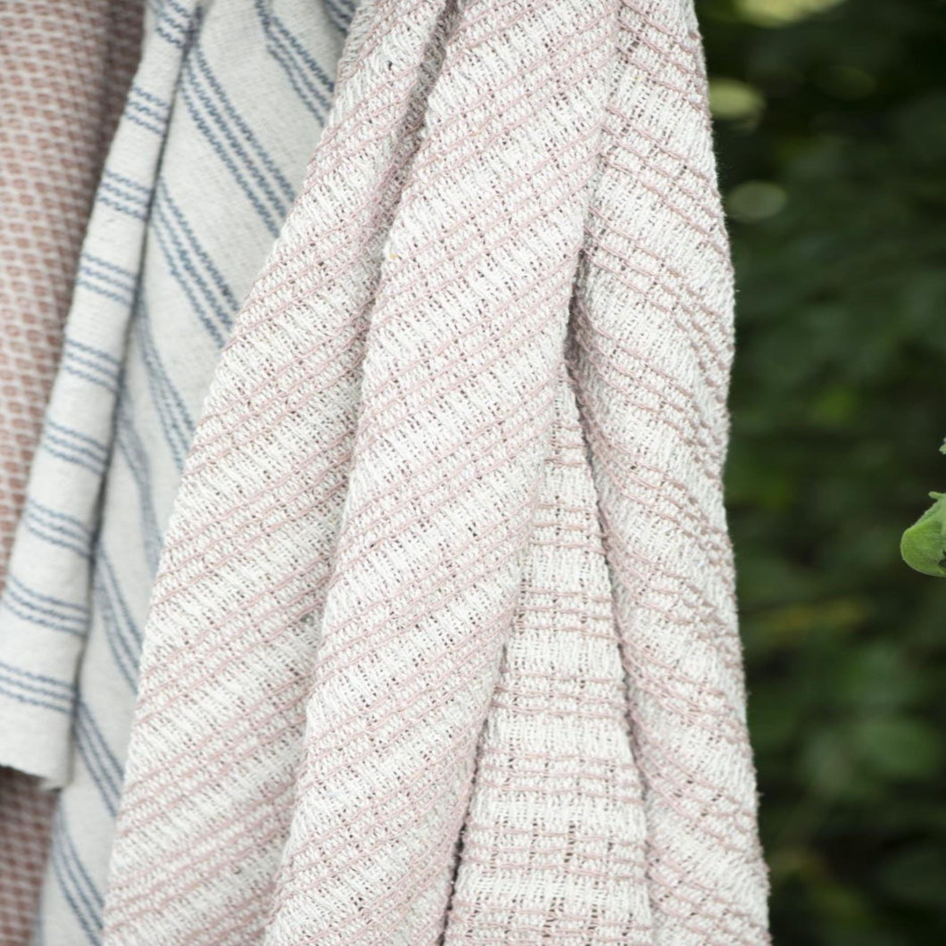 Cream and Malva Striped Throw