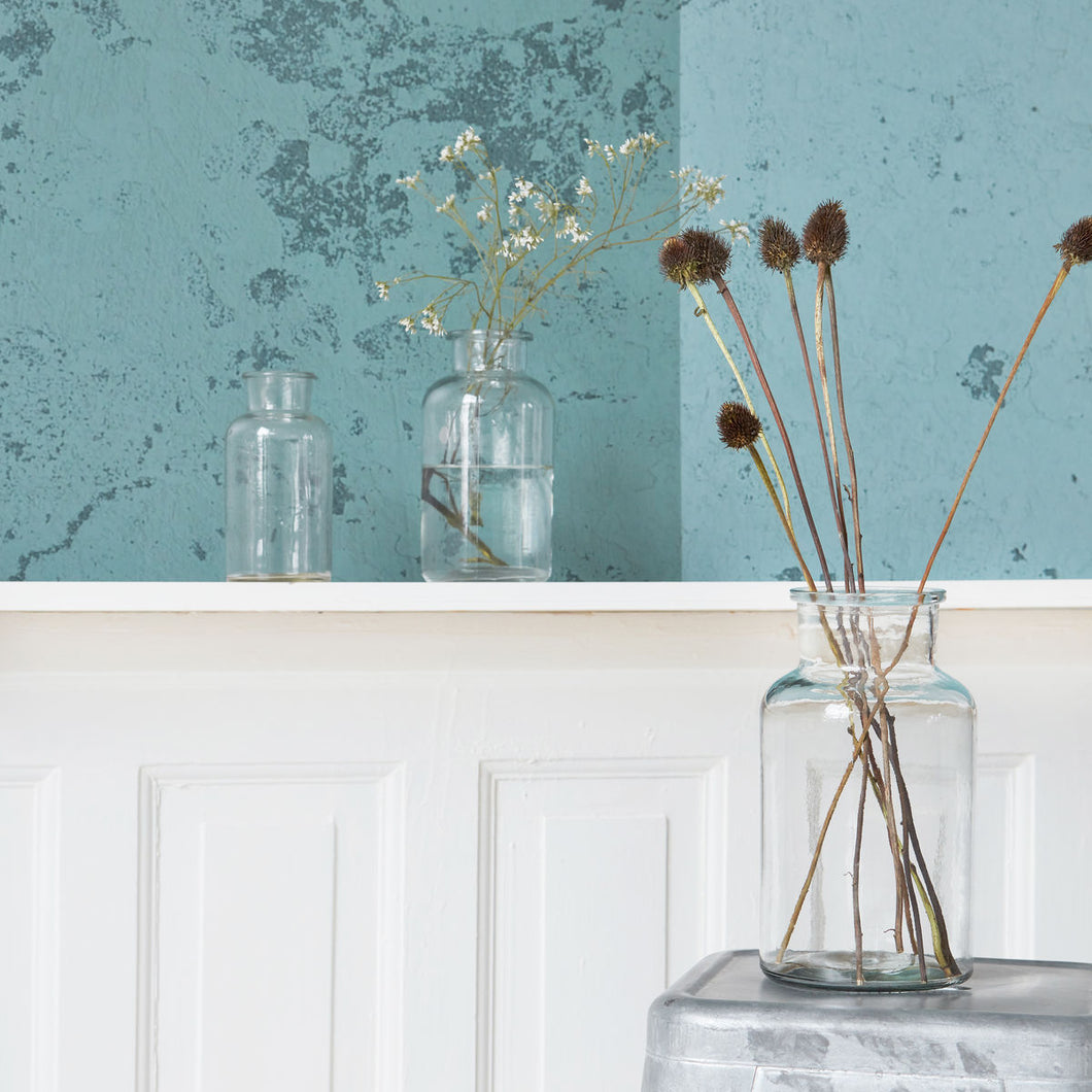 Medium Clear Glass Jar Vase - Bottle Neck